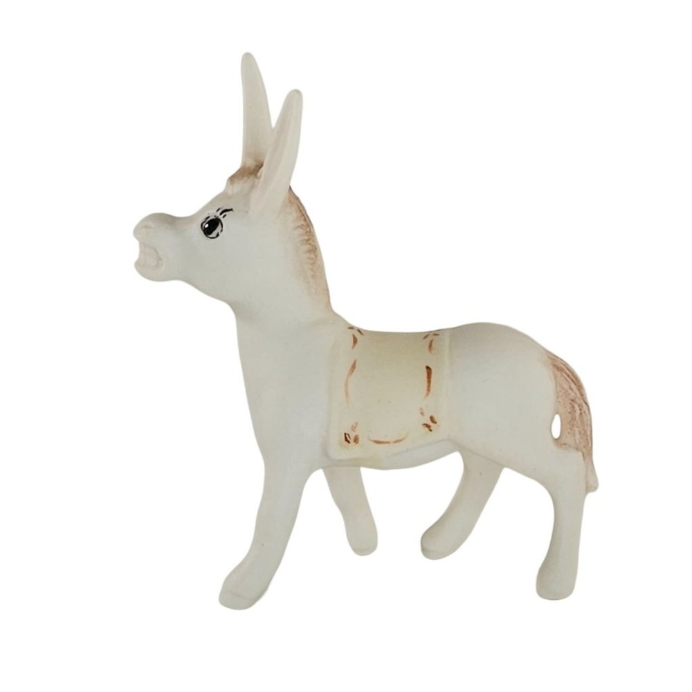 Vintage Donkey Miniature Figurine Ceramic Smiling Kitsch Nativity